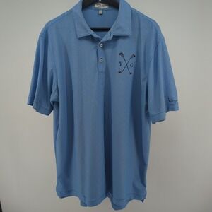 Peter Millar Summer Comfort Vaquero Men's Large Blue Performance Club Golf Polo